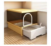 Bandeja de Arena for Gatos, Caja Grande con Tapa y Pala, Inodoro Capucha Puerta Entrada Salida Superior(Parent,Yellow)