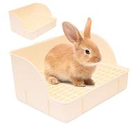Bandeja de arena para conejos, bandeja de arena cuadrada de plástico para cobayas, inodoro para conejos fácil de instalar con perilla, entrenador para ir al baño fácil de limpiar para animales pequ