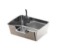 Ｚｉａｌｏｆｉ Bandeja de Arena para Gato de Acero Inoxidable con Laterales Altos Recipiente para Gatos Grandes Fácil Limpieza Y Acceso Cómodo Adecuada para Hogares, M