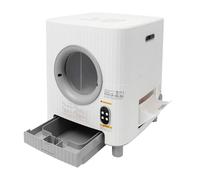 Bandeja de arena para gatos autolimpiable con puerta de entrada eléctrica, caja de arena automática con control de aplicación, caja de arena inteligente grande para varios gatos