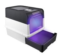 Bandeja de Arena para gatos autolimpiante, bandeja de arena automática autolimpiante para gatos y conejos, bandeja de arena de acero inoxidable con 1 bolsa desodorante (48 x 35 x 36 cm, color negro)