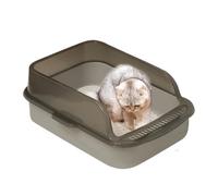 Bandeja de Arena para Gatos, Bandeja de Arena con Cuchara, Caja de Basura para Gatitos con Parte Superior Abierta, Cuenta con de Paso bajo y Deflector de Borde Alto para Mayor privacidad