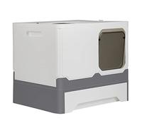 Bandeja de arena para gatos - Casa de aseo - Bandeja de arena cerrada para gatos grandes - Fácil limpieza - Filtros para reducir los olores, plástico (PP) sin BPA, pala (45 x 35 x 38 cm, gris)