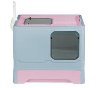 Bandeja de arena para gatos - Casa de aseo - Bandeja de arena cerrada para gatos grandes - Limpieza fácil - Filtros para la reducción de olores, plástico (PP) sin BPA, pala (45 x 35 x 38 cm, azul)