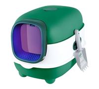 Bandeja de arena para gatos, casa de inodoro, bandeja de arena cerrada para gatos, bandeja de arena UV, interruptor remoto, bandeja de arena esterilizada, 40 x 39 x 56 cm, color verde