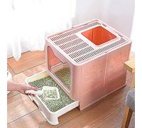 Bandeja de Arena para Gatos con Tapa, diseño de Little Devil, Caja de Arena Plegable para Gatos pequeños y conejos51*41 * 38cm-Rosa