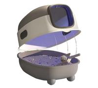 Bandeja De Autolimpiable - De Excrementos Para Gato Automática | Gran Capacidad Aislamiento De Olores | Diseño Antibacteriano Inteligente Totalmente Cerrado Con Lámpara UV & Recogedor, Para