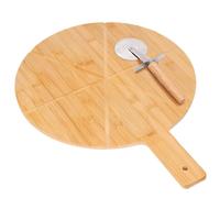 Bandeja de bambú para pizza con cortador Pizza Bois Inox Corte Preciso