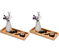 Bandeja de Baño Vanity-Bamodi de Bambú Natural - Organizadora Pequeña para Encimera, Lavabo, Fregadero de Cocina e Inodoro - Decorativa (Paquete de 2)