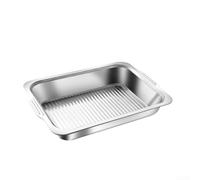 Bandeja de barbacoa de acero inoxidable con base antideslizante y asas dobles para una experiencia de cocción segura