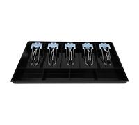 Bandeja de cajón de efectivo de material ABS con clip metálico, caja de almacenamiento de monedas de cinco compartimentos para uso en comercios y oficinas, organizador seguro de (Negra)