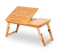 Bandeja de Cama Ajustable para Portátil, Escritorio Plegable con Cajón y Superficie Inclinable para Usar Laptop, Leer, Escribir, Comer o Jugar en la Cama