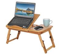 Bandeja de Cama, Bandeja de Cama, Mesa para Ordenador portátil, de bambú, Soporte para portátil, 1 Unidad, estantería de bambú Ajustable con pequeño cajón para Usar en la Cama o el sofá