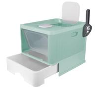 Bandeja de cama de gato cubierta, bandeja plegable XXL, lámpara germicida, tapa y apertura superior, diseño impermeable, pala, diseño de cajón, gran capacidad, 48 × 37 × 38 cm (Verde)