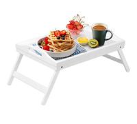 Bandeja de Cama, Mesa, Patas Plegables con Asas, Bandeja de Comida para el Desayuno para Comer en el sofá, Dibujar, Platos, Bandeja de bambú para Servir en el Regazo, Bandeja para Aperitivos