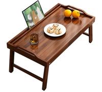 Bandeja de cama plegable portátil con asas, diseño de ahorro de espacio para comedor, sala de estar, oficina, color nogal, 40 x 30 x 20 cm, ideal para desayuno en cama y estación de trabajo