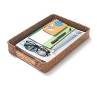 Bandeja de cartas de hierba marina para archivos A4, organizador de escritorio para carpetas de papel, correo, documentos, revistas, cesta de almacenamiento para oficina