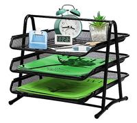 Bandeja de cartas de malla de 3 niveles, organizador de bandeja de cartas, bandejas de archivo de oficina organizador de cajones de malla soportes de apilamiento de documentos, la oficina y la escuela