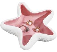 Bandeja de cerámica for Joyas con Forma Estrella mar, Plato Porcelana for Guardar Anillos y Pendientes, Adorno Decorativo temática oceánica