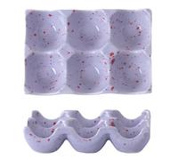 Bandeja de cerámica para huevos 6 tazas, contenedor para huevos porcelana | Organizador bajo vidriado de alta calidad, plato decorativo para servir, plato para refrigerador, encimera, exhibición
