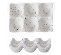 Bandeja de cerámica para huevos 6 tazas, contenedor para huevos porcelana | Organizador bajo vidriado de alta calidad, plato decorativo para servir, plato para refrigerador, encimera, exhibición