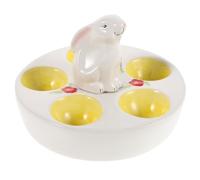 Bandeja de Cerámica para Huevos de Pascua, 5 Agujeros, Conejito | 16, 5 Cm de Largo, Acabado Liso, Fácil de Limpiar, Apta para Lavavajillas, Mostrador y Cocina