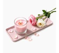 Bandeja de cerámica para tocador de 26,5 × 9 × 1,2 cm, Bandeja Decorativa de Color Rosa, Organizador para el Lavabo, diseño de Estilo Minimalista, Ideal para cosméticos, perfumes, jabones y Velas