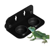 Bandeja de comida para reptiles - Bandeja doble con ventosa para Gecko | Cuenco de alimentación ligero para ranas, Geckos Leopardo, Bernard-l'Ermitaño y Camaleón