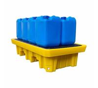 Bandeja de contención de derrames apilable y plana con drenaje, plataforma de recogida para tambor de 1,27 cm, diseño modular, amarillo-negro, 65,5 x 36 x 11,9 cm, bandeja robusta para contener