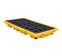 Bandeja de contención de derrames de aceite, palés modulares de polietileno a prueba de fugas, antideslizante, color amarillo y negro, plataforma de control de derrames para fábricas, talleres y uso