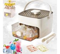 Bandeja de cubitos de hielo con asa de doble capa, máquina de hielo portátil con caja de almacenamiento, 48 bandejas de cubitos ICES con asa, todos los cubitos de hielo en un segundo para el bar de la