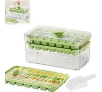 Bandeja de cubitos de hielo con tapa y contenedor, máquina de cubitos de hielo de una sola presión, moldes y bandejas de fácil liberación con cuchara y recipiente de almacenamiento, molde ICES
