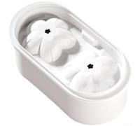 Bandeja de cubitos de hielo de flor de cerezo con tapa, moldes de hielo de polipropileno para whisky y cócteles, bandeja apilable de fácil liberación, cubos de forma floral (blanco)