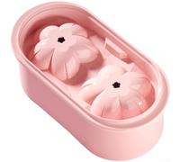 Bandeja de cubitos de hielo de flor de cerezo con tapa, moldes de hielo de polipropileno para whisky y cócteles, bandeja apilable de fácil liberación, cubos de forma floral (rosa)