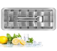 Bandeja de cubitos de hielo de metal, 18 ranuras extraíbles con mango de fácil liberación, moldes de cubitos de hielo de acero inoxidable, bandeja desmontable para hacer varios cubitos de hielo y