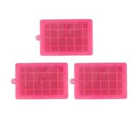 Bandeja de Cubitos de Hielo de Silicona, 3 Piezas con 24 Rejillas, Tapa Removible, Fácil Desmoldeo, Color Azul Cielo - Reutilizable, Apilable, Ideal para Whisky y Cócteles (Rosa)