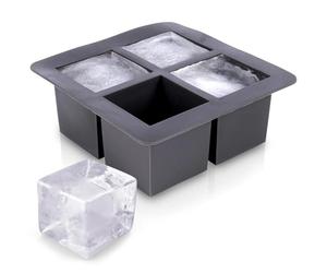 Bandeja de Cubitos de Hielo Gris de TPE para Bebidas Frías Capacidad para 4 Cubitos 16x16x6cm