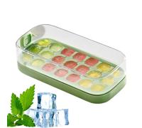 Bandeja de cubo con tapa y recipiente, 21 moldes de hielo, para congelador, liberación fácil, relleno rápido, no es necesario tocar, silicona de alimenticio para bebidas como w
