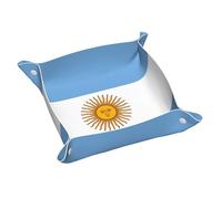 Bandeja de cuero con estampado de bandera argentina para hombres y mujeres, bandeja portátil de viaje, almacenamiento de escritorio