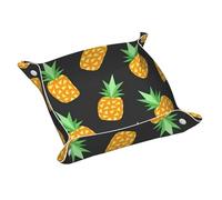 Bandeja de cuero con estampado de piña para hombres y mujeres, bandeja portátil de viaje, almacenamiento de escritorio