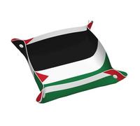 Bandeja de cuero con la bandera de WZYWHJ del Estado de Palestina, caja de almacenamiento impermeable y resistente a los arañazos, 7.9 pulgadas para guardar carteras, relojes y cosméticos