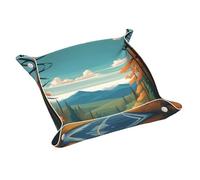 Bandeja de cuero WZYWHJ Blue Ridge Parkway Mountains Prints, caja de almacenamiento impermeable y resistente a los arañazos, 7.9 pulgadas para guardar carteras, relojes y cosméticos