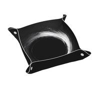 Bandeja de cuero WZYWHJ con agujeros negros Vortex Prints, caja de almacenamiento impermeable y resistente a los arañazos, 9.8 pulgadas para guardar carteras, relojes y cosméticos