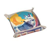 Bandeja de cuero WZYWHJ National Geographic Wolf Prints caja de almacenamiento impermeable y resistente a los arañazos de 9.8 pulgadas para guardar carteras, relojes y cosméticos