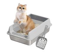 Bandeja de de Gato de Metal - 40x30x16cm, Caja de para Gatos Semi -entrelazados | Lados de Acero Inoxidable Bandeja de para Gatos | Caja de Grande Antideslizante de Goma para j