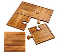 Bandeja de de madera, juego de tablas de queso, bandeja de servir de 4 piezas con diseño entrelazado, bandeja para charcutería, bandeja para servir alimentos con construcción resistente
