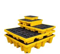 Bandeja de derrames - Bandeja de contención de contenedores resistente a los productos químicos para uso industrial y de laboratorio, bandeja de goteo fácil de limpiar, rejilla extraíble (49 x 36 x