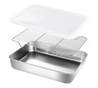 Bandeja de drenaje de acero inoxidable con tapa e inserto de malla, recipiente de preparación de alimentos profundos para cocina, bandeja de filtro de aceite reutilizable para cocinar, cesta colador