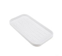 Bandeja de drenaje de silicona para esponja de cocina con bordes elevados para un mejor secado y contención de agua, mantiene el área del fregadero limpia y organizada (blanco)