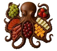 Bandeja de embutidos de pulpo, bandeja de comida para fiestas con temática marina, tablero de servicio de diseño novedoso y único de monstruos marinos, adecuada para queso, pan, carne, frutas